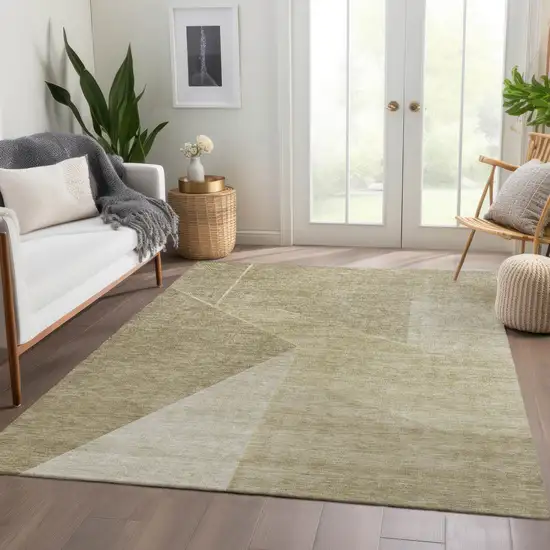 Beige Tan And Ivory Geometric Washable Indoor Outdoor Area Rug Photo 8
