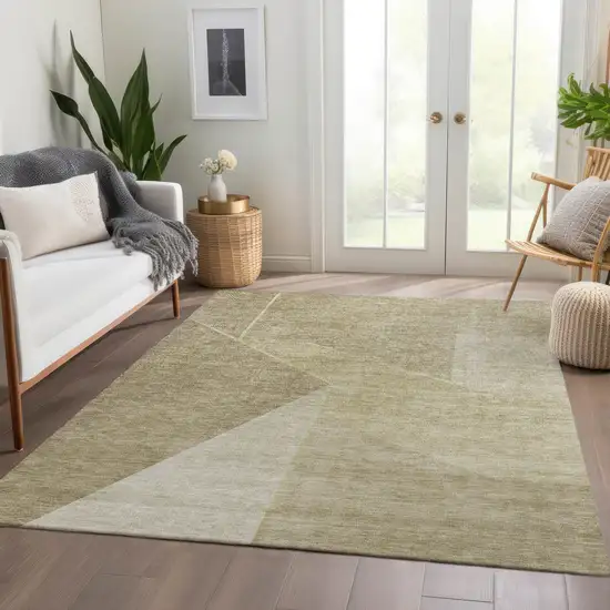 Beige Tan And Ivory Geometric Washable Indoor Outdoor Area Rug Photo 8