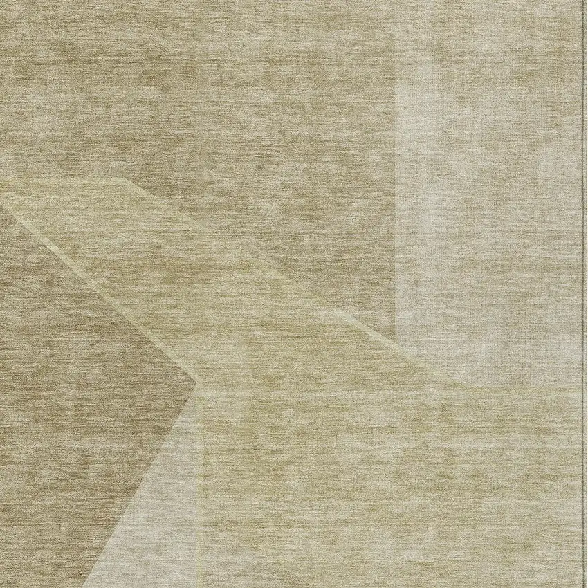 Beige Tan And Ivory Geometric Washable Indoor Outdoor Area Rug Photo 6