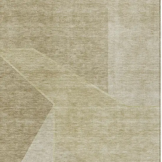 Beige Tan And Ivory Geometric Washable Indoor Outdoor Area Rug Photo 6