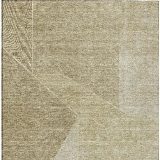 Beige Tan And Ivory Geometric Washable Indoor Outdoor Area Rug Photo 7
