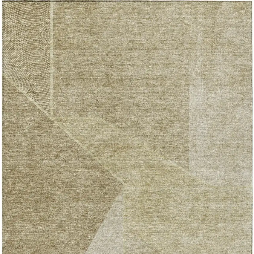 Beige Tan And Ivory Geometric Washable Indoor Outdoor Area Rug Photo 7