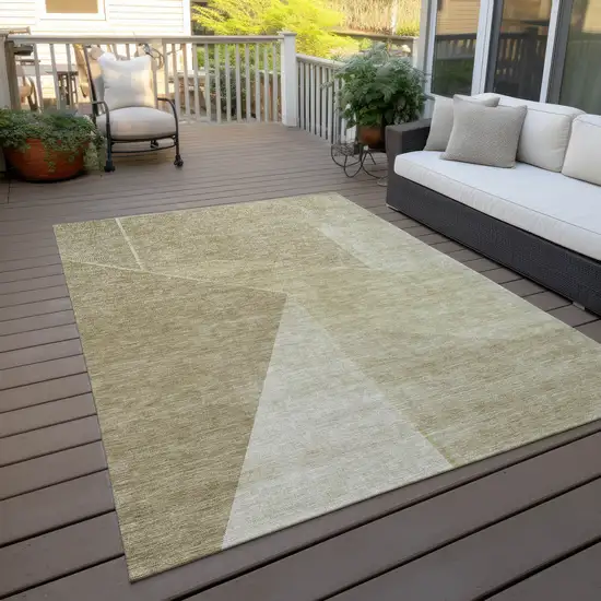 Beige Tan And Ivory Geometric Washable Indoor Outdoor Area Rug Photo 8