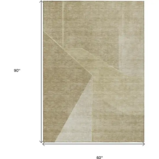 Beige Tan And Ivory Geometric Washable Indoor Outdoor Area Rug Photo 3
