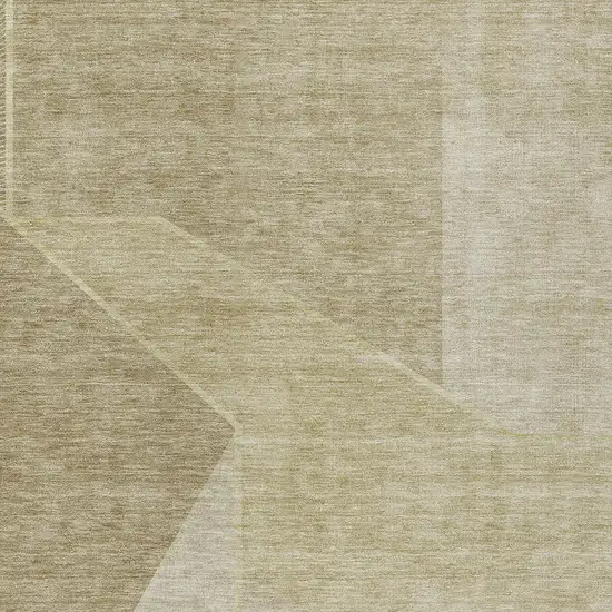 Beige Tan And Ivory Geometric Washable Indoor Outdoor Area Rug Photo 6
