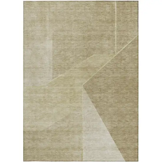 Beige Tan And Ivory Geometric Washable Indoor Outdoor Area Rug Photo 7