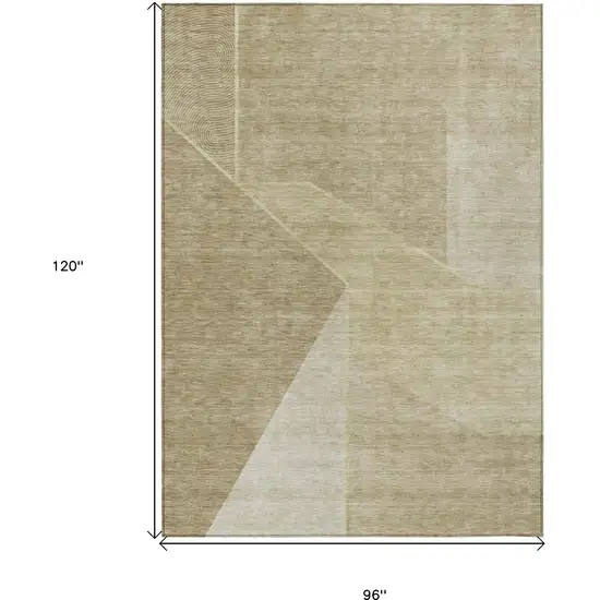 Beige Tan And Ivory Geometric Washable Indoor Outdoor Area Rug Photo 3