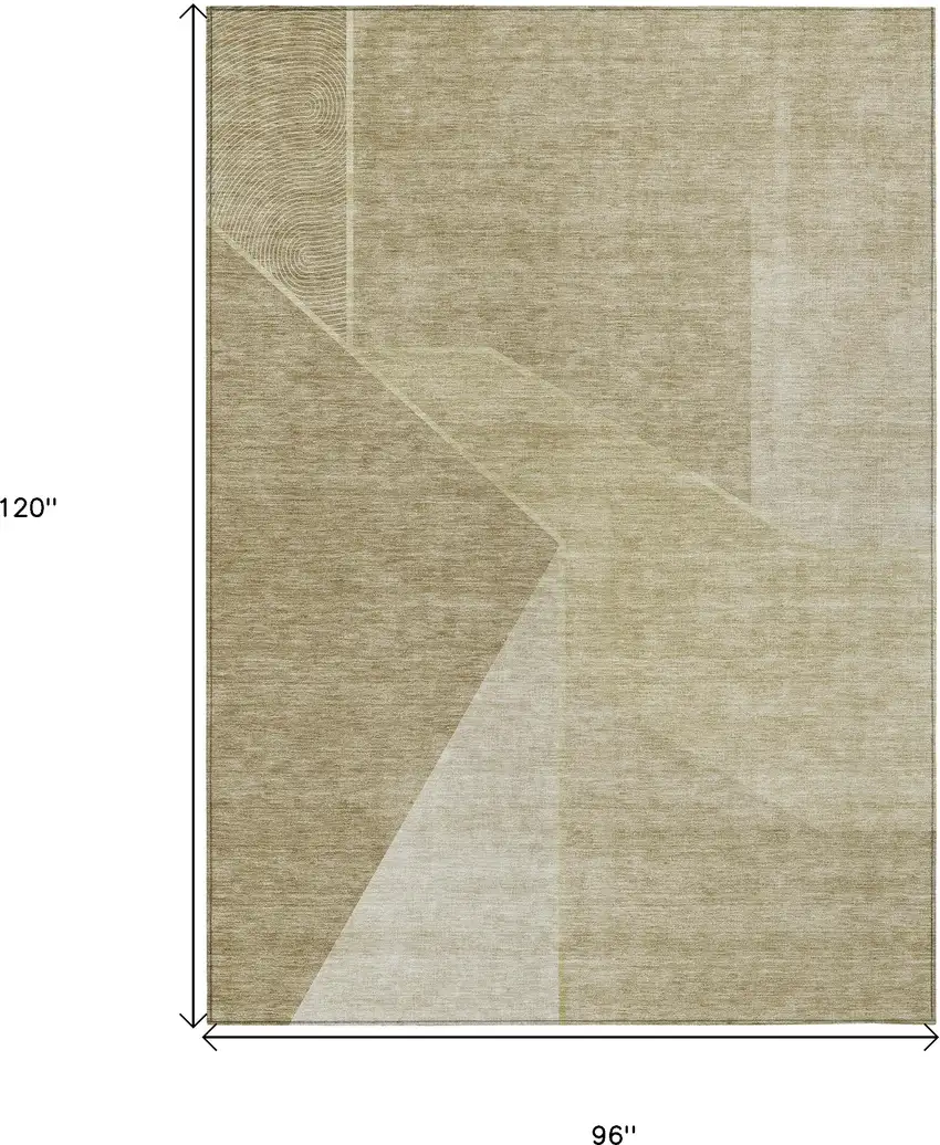 Beige Tan And Ivory Geometric Washable Indoor Outdoor Area Rug Photo 3