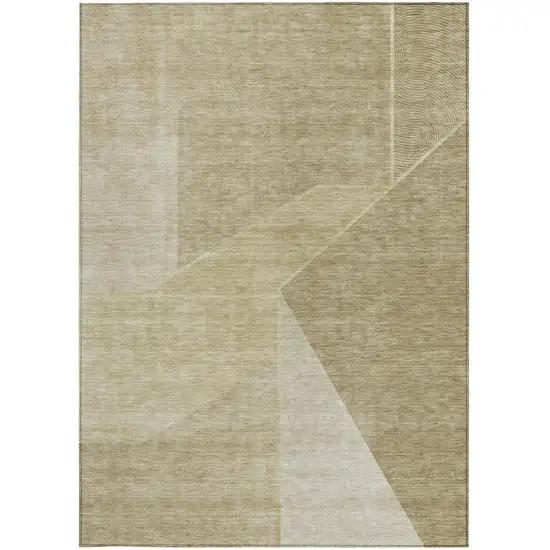 Beige Tan And Ivory Geometric Washable Indoor Outdoor Area Rug Photo 7