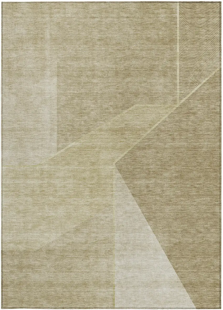 Beige Tan And Ivory Geometric Washable Indoor Outdoor Area Rug Photo 7
