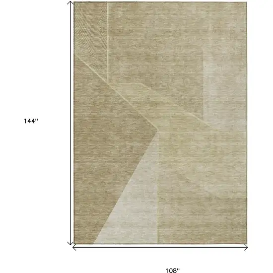 Beige Tan And Ivory Geometric Washable Indoor Outdoor Area Rug Photo 3