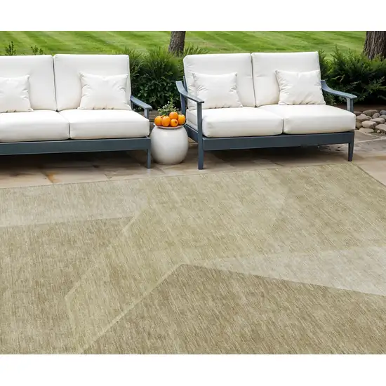 Beige Tan And Ivory Geometric Washable Indoor Outdoor Area Rug Photo 1