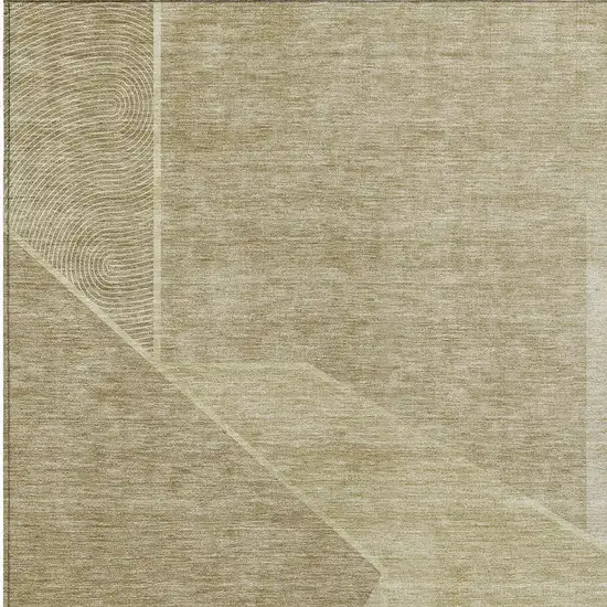 Beige Tan And Ivory Geometric Washable Indoor Outdoor Area Rug Photo 6