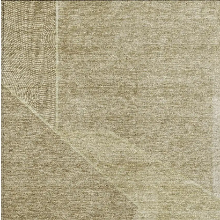 Beige Tan And Ivory Geometric Washable Indoor Outdoor Area Rug Photo 6
