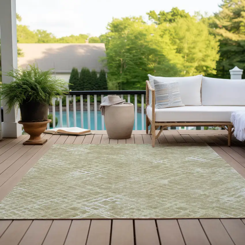 Beige Tan And Ivory Geometric Washable Indoor Outdoor Area Rug Photo 9