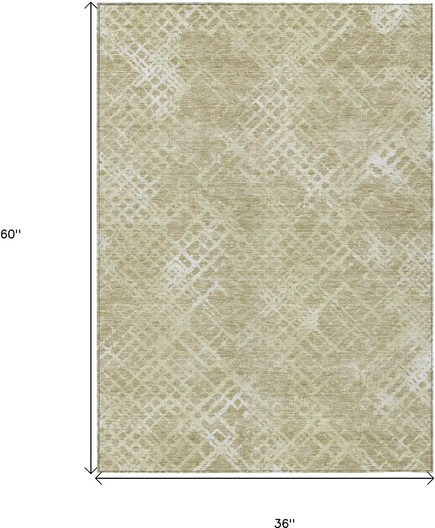 Beige Tan And Ivory Geometric Washable Indoor Outdoor Area Rug Photo 3