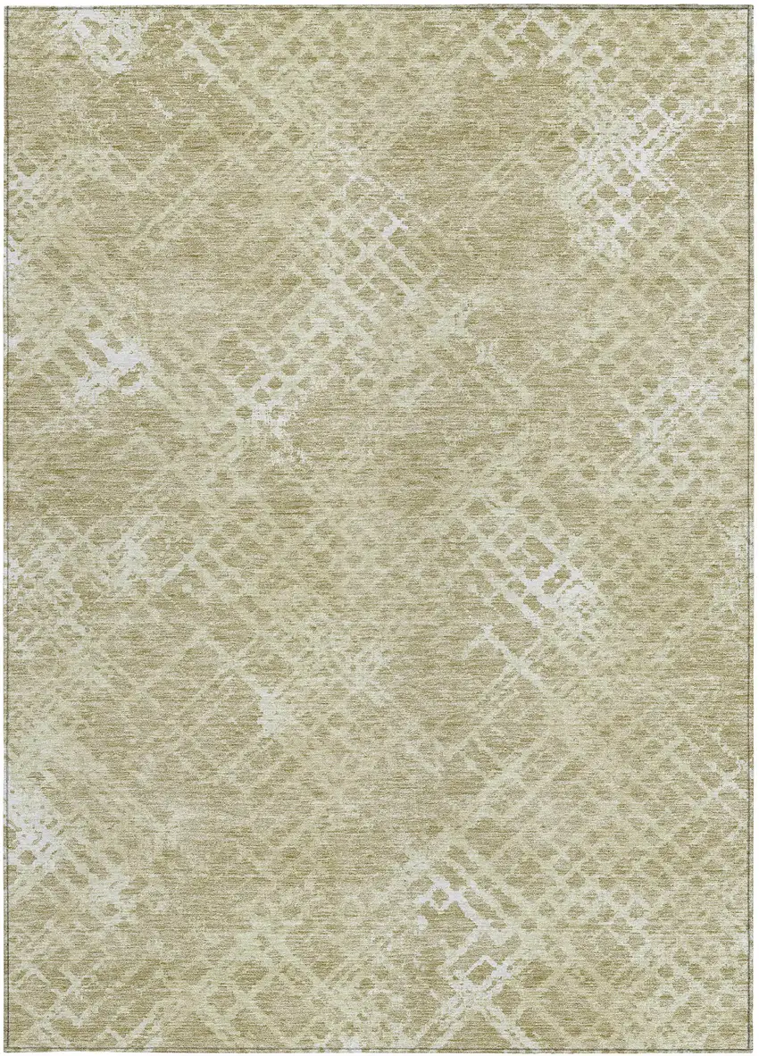 Beige Tan And Ivory Geometric Washable Indoor Outdoor Area Rug Photo 6