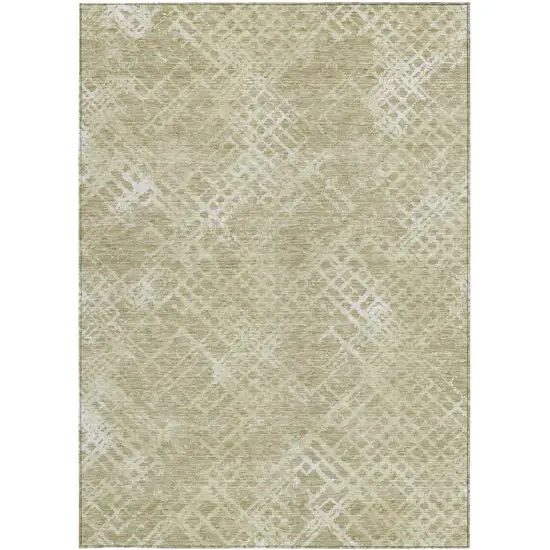 Beige Tan And Ivory Geometric Washable Indoor Outdoor Area Rug Photo 6