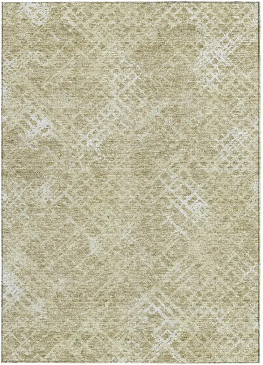 Beige Tan And Ivory Geometric Washable Indoor Outdoor Area Rug Photo 6