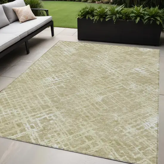 Beige Tan And Ivory Geometric Washable Indoor Outdoor Area Rug Photo 1