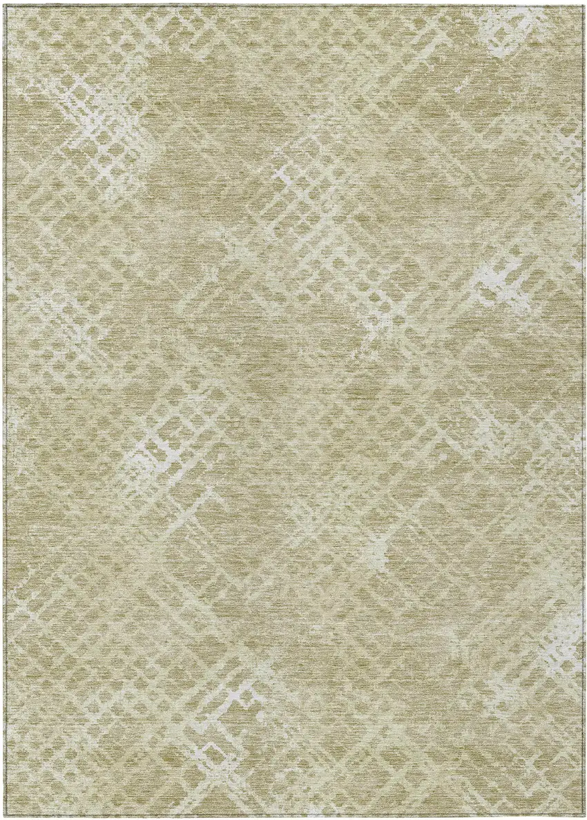 Beige Tan And Ivory Geometric Washable Indoor Outdoor Area Rug Photo 2