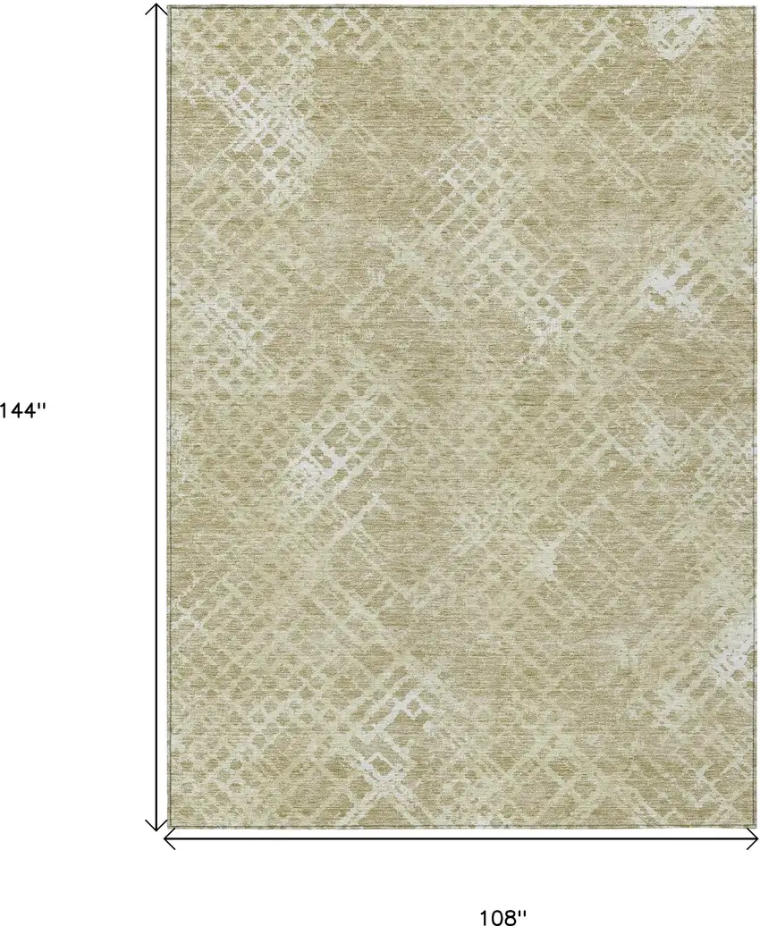 Beige Tan And Ivory Geometric Washable Indoor Outdoor Area Rug Photo 3