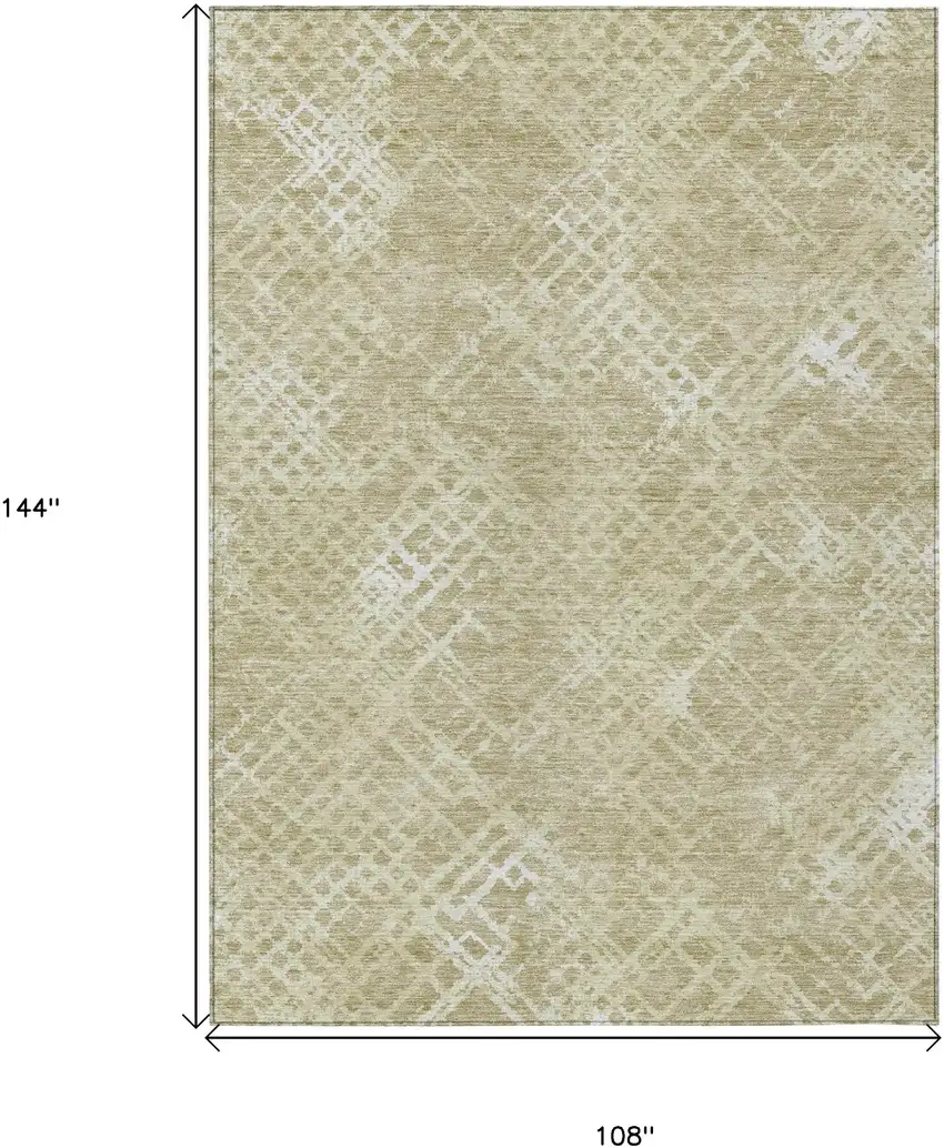 Beige Tan And Ivory Geometric Washable Indoor Outdoor Area Rug Photo 3
