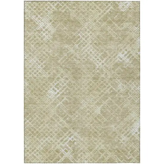 Beige Tan And Ivory Geometric Washable Indoor Outdoor Area Rug Photo 2