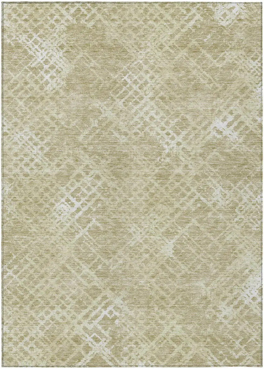 Beige Tan And Ivory Geometric Washable Indoor Outdoor Area Rug Photo 2