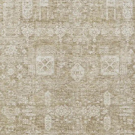 Beige Tan And Ivory Oriental Washable Indoor Outdoor Area Rug Photo 6