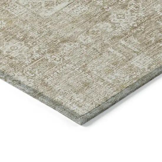 Beige Tan And Ivory Oriental Washable Indoor Outdoor Area Rug Photo 3