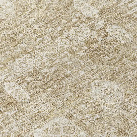 Beige Tan And Ivory Oriental Washable Indoor Outdoor Area Rug Photo 9