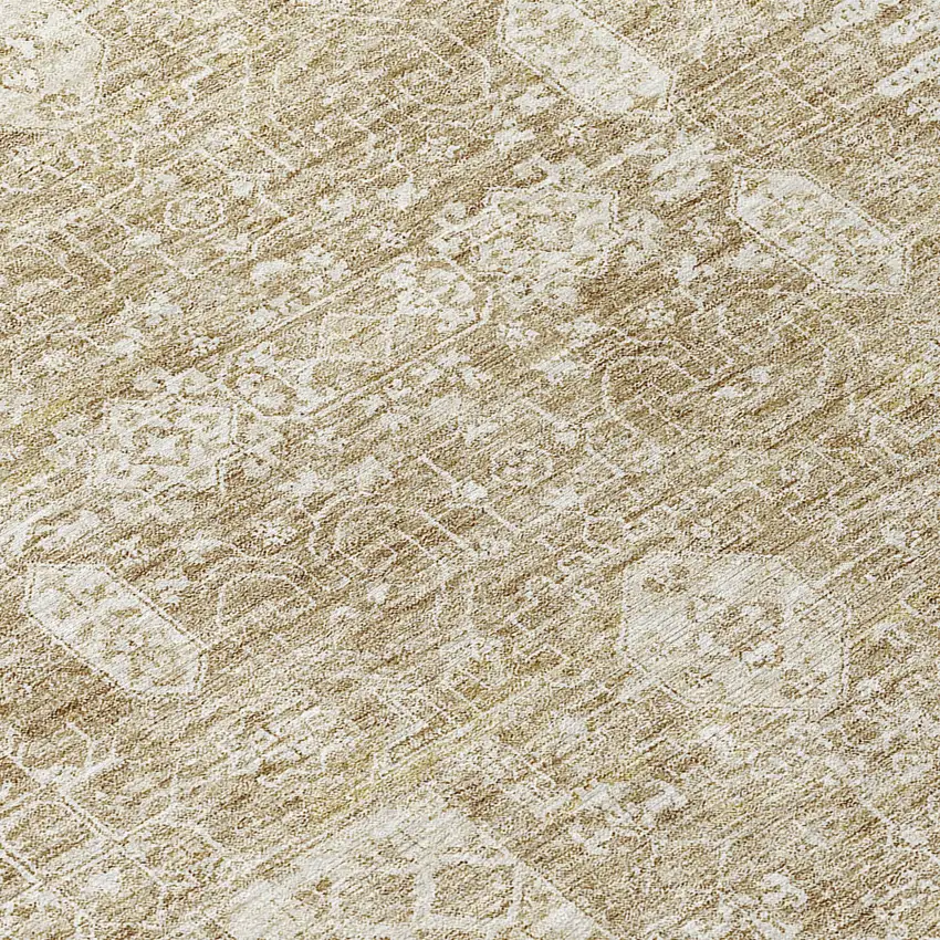 Beige Tan And Ivory Oriental Washable Indoor Outdoor Area Rug Photo 9