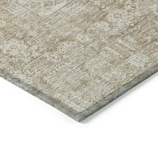 Beige Tan And Ivory Oriental Washable Indoor Outdoor Area Rug Photo 5