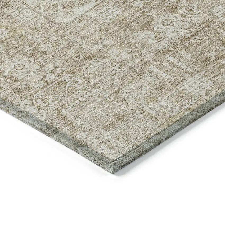 Beige Tan And Ivory Oriental Washable Indoor Outdoor Area Rug Photo 5