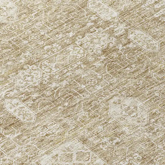 Beige Tan And Ivory Oriental Washable Indoor Outdoor Area Rug Photo 9