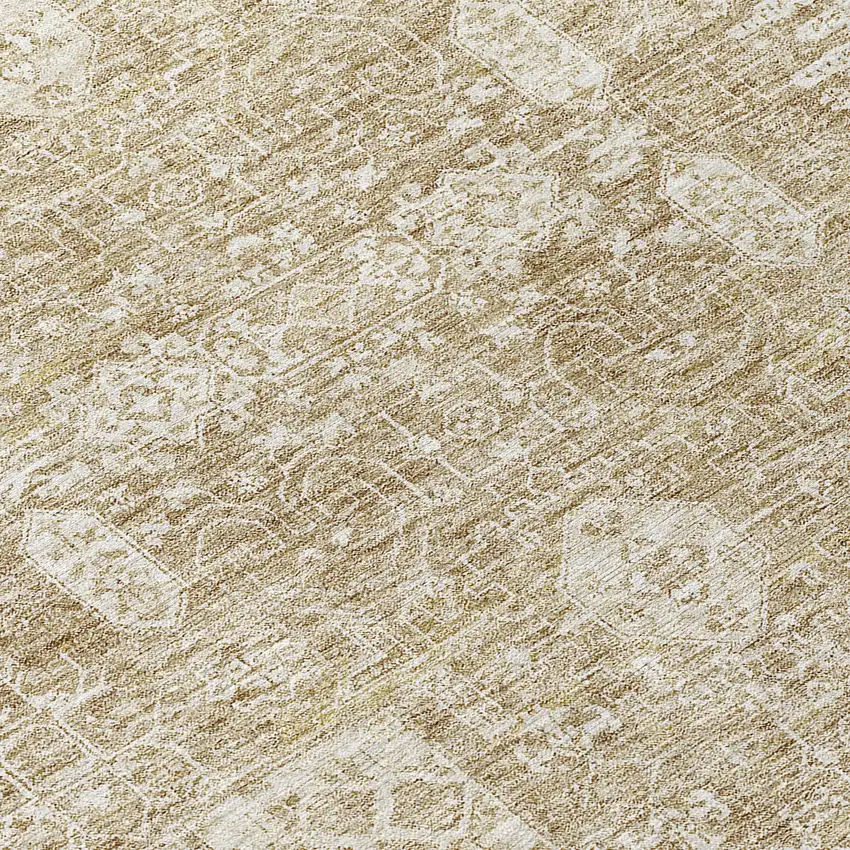 Beige Tan And Ivory Oriental Washable Indoor Outdoor Area Rug Photo 9