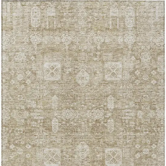 Beige Tan And Ivory Oriental Washable Indoor Outdoor Area Rug Photo 2