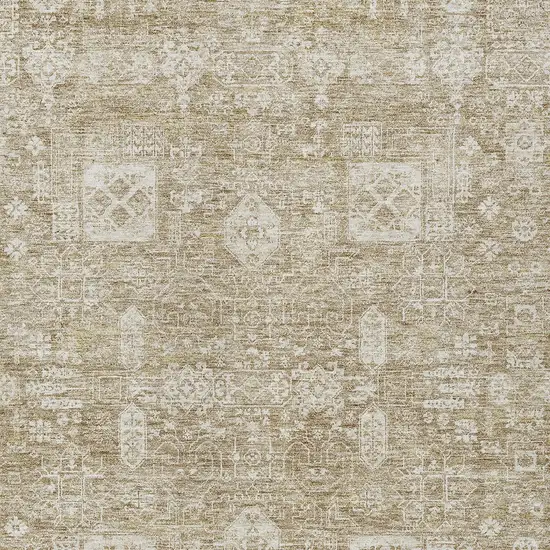 Beige Tan And Ivory Oriental Washable Indoor Outdoor Area Rug Photo 4