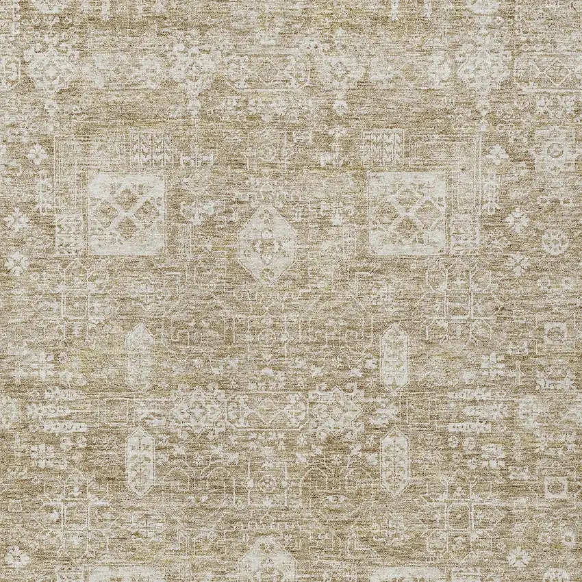 Beige Tan And Ivory Oriental Washable Indoor Outdoor Area Rug Photo 4