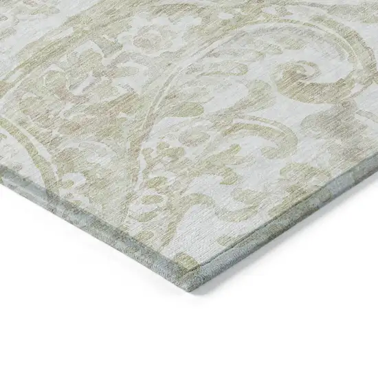 Beige Tan And Ivory Paisley Washable Indoor Outdoor Area Rug Photo 4