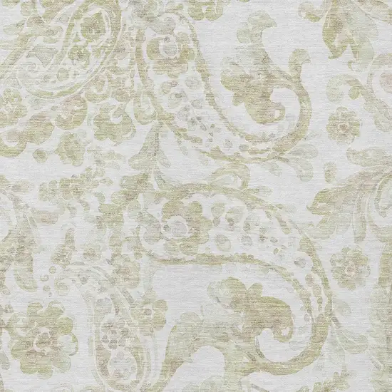 Beige Tan And Ivory Paisley Washable Indoor Outdoor Area Rug Photo 5