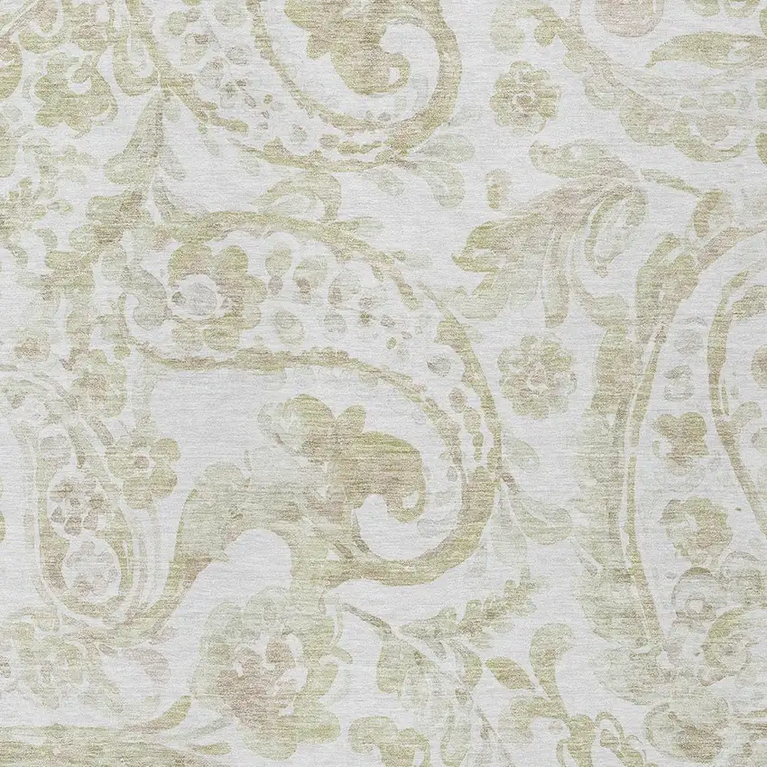 Beige Tan And Ivory Paisley Washable Indoor Outdoor Area Rug Photo 6