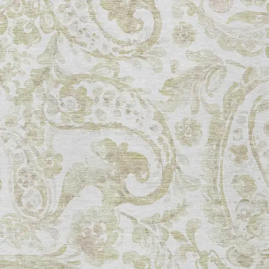 Beige Tan And Ivory Paisley Washable Indoor Outdoor Area Rug Photo 6