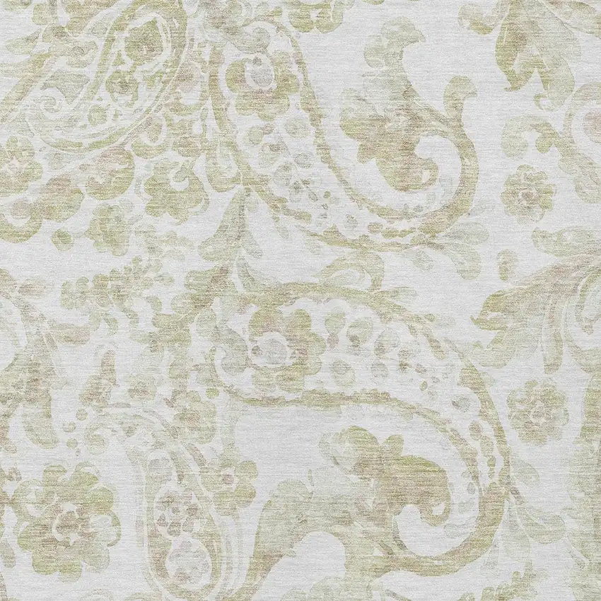 Beige Tan And Ivory Paisley Washable Indoor Outdoor Area Rug Photo 6