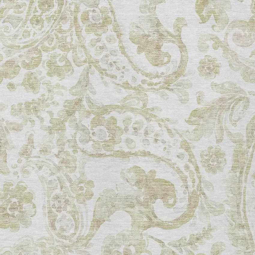 Beige Tan And Ivory Paisley Washable Indoor Outdoor Area Rug Photo 6