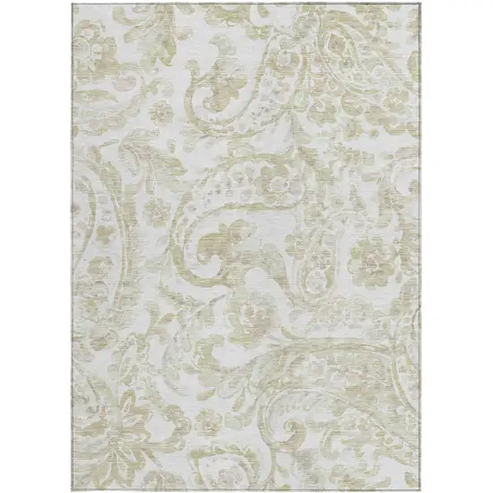 Beige Tan And Ivory Paisley Washable Indoor Outdoor Area Rug Photo 6