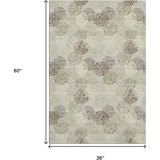 Beige Tan And Ivory Polka Dot Washable Area Rug With UV Protection Photo 3