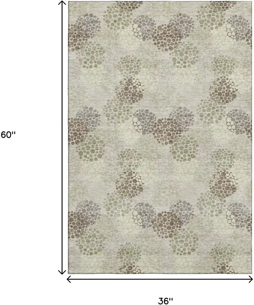 Beige Tan And Ivory Polka Dot Washable Area Rug With UV Protection Photo 3