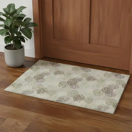 Beige Tan And Ivory Polka Dot Washable Area Rug With UV Protection Photo 1